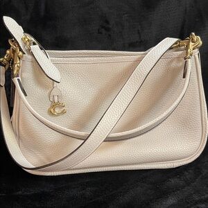 SOLD- Coach Ivory Leather Shoulder Bag with Gold Accents